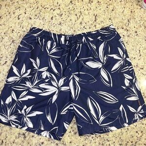 Michael Kors Navy Swim Trunks Size XL Retro Hawaii Tropical Beach Lined Men’s
